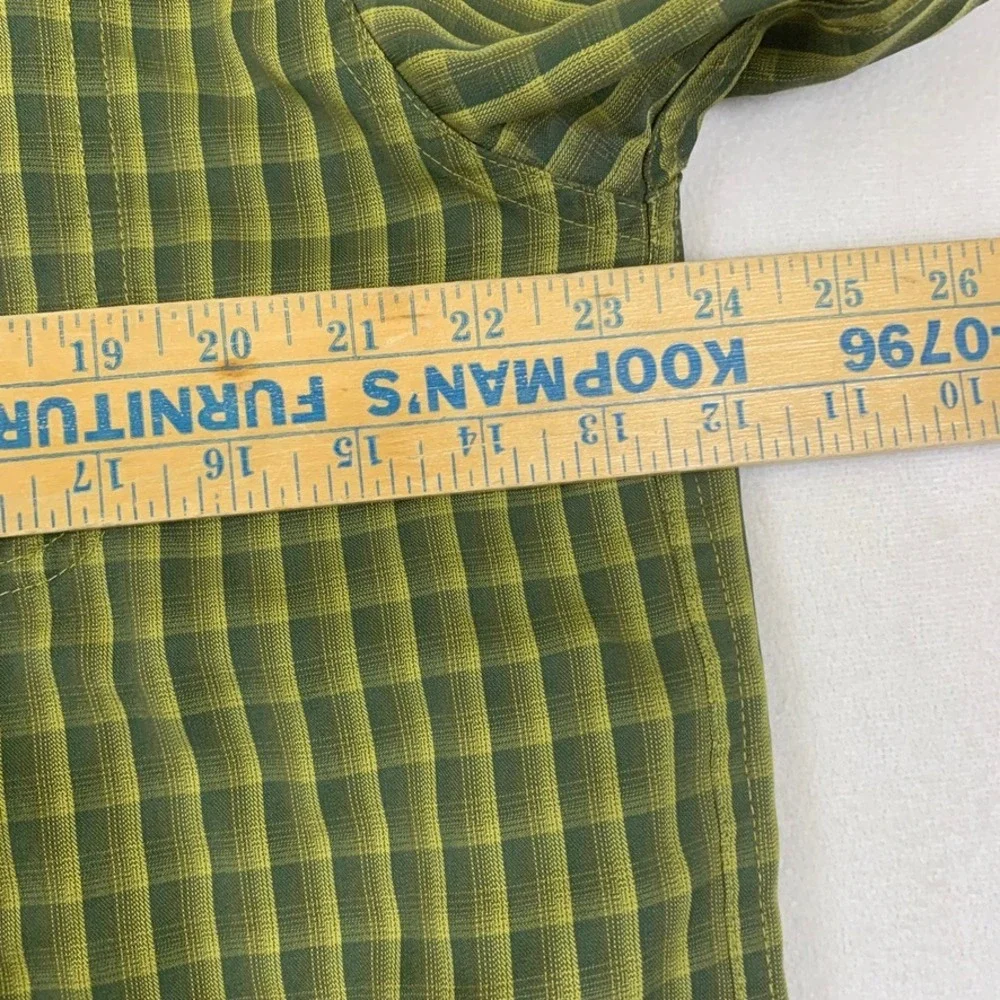 The North Face Mens Large Green Plaid Modal Blend Long Sleeve Button Down AD7B